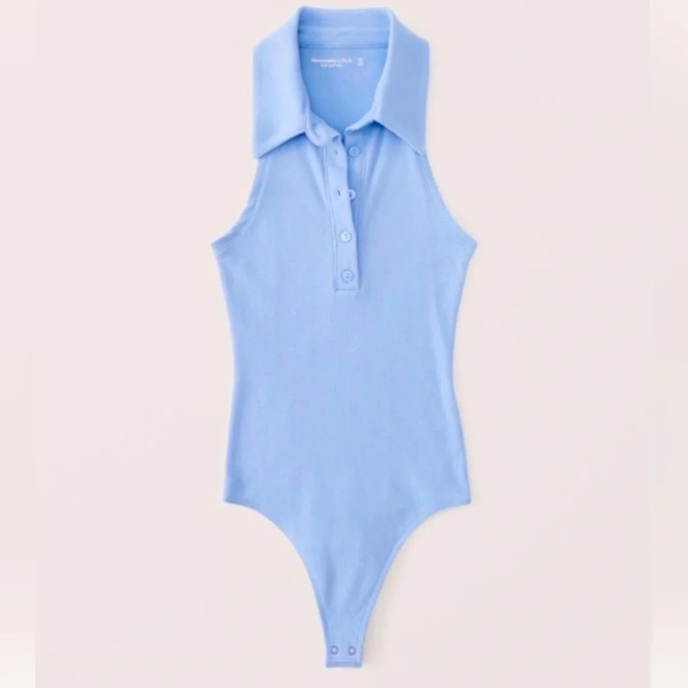 NWT Abercrombie light blue Soft-Rib polo bodysuit. Size M - Picture 1 of 5